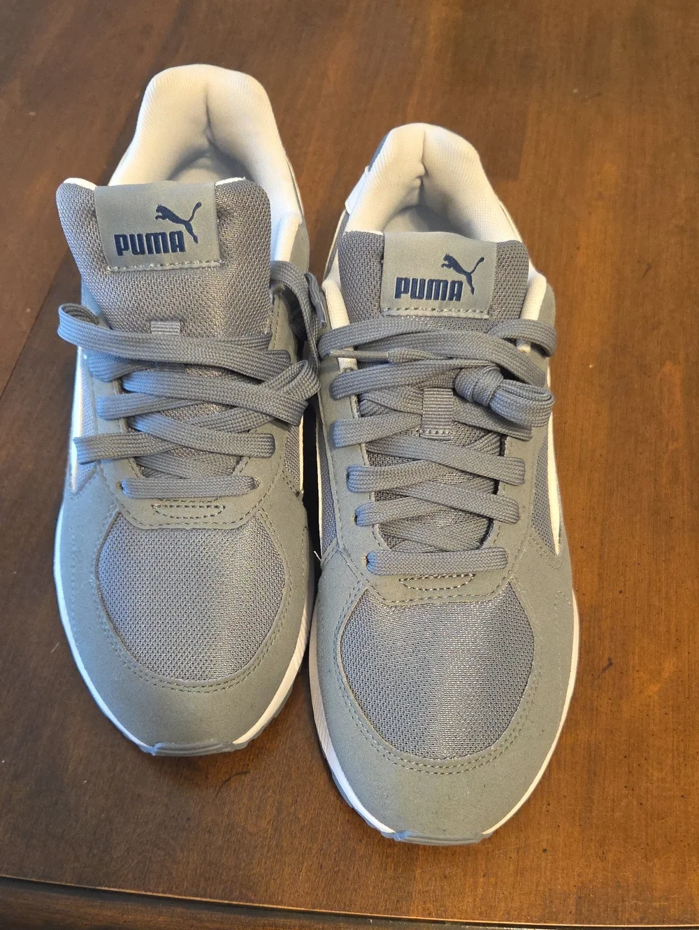 Puma Gray and White Lace-Up Sneakers